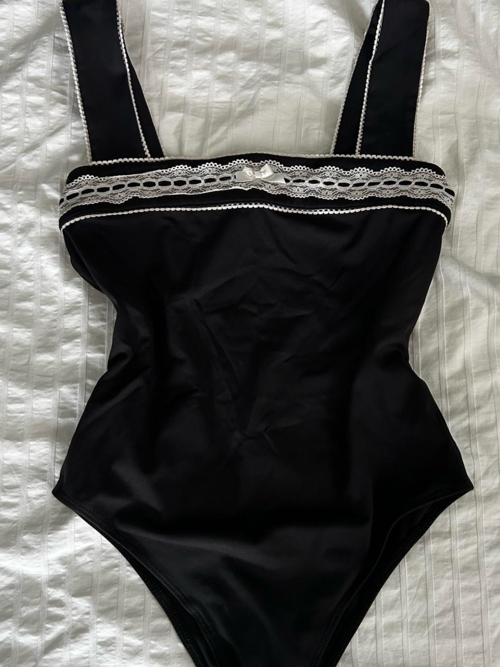 Forever21 Bodysuit with White Lace Trim